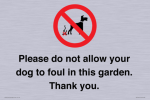 Please do not allow your dog to foul in this garden. Thank you.